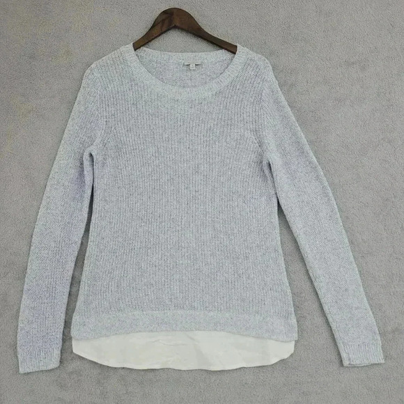 Talbots Women's M Crew Neck Knit Sweater Blue Layered hem  29PT - Picture 1 of 8